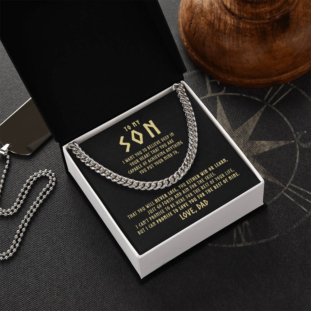 To My Son Cuban Link Chain Necklace - Viking Style