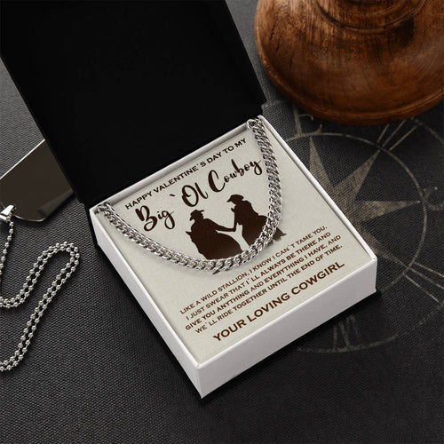 To My Big`Ol Cowboy Solid Cuban Link Chain Necklace