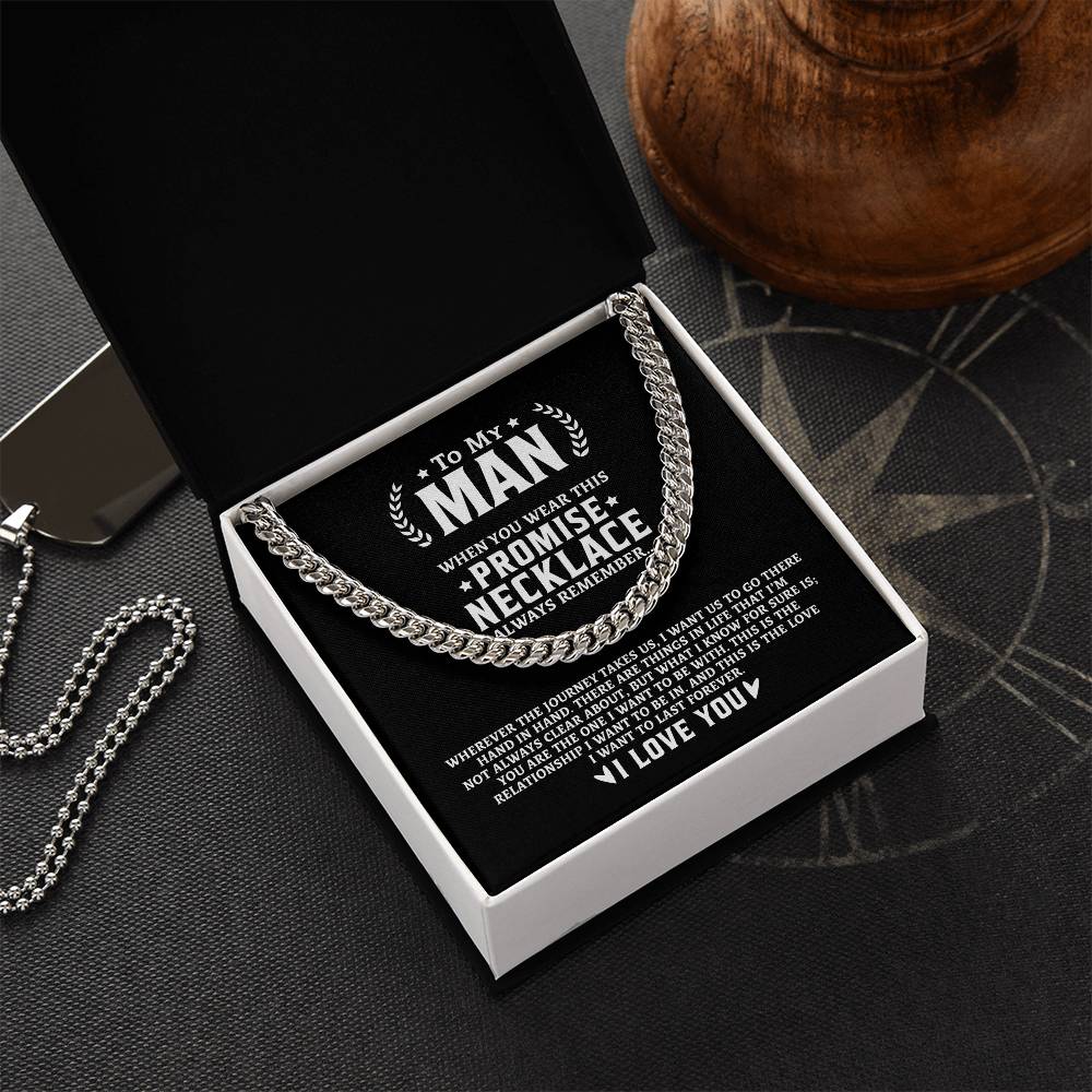 To My Man Chain Necklace Promise Necklace For Husband Boyfriend Valentine Gift For Him Cuban Link Chain
