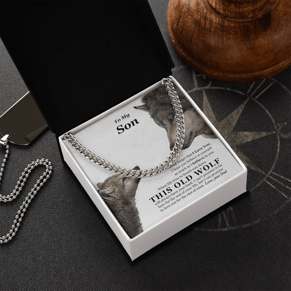 I Believe In You This Old Wolf Dad Gift For Son Cuban Link Chain Necklace