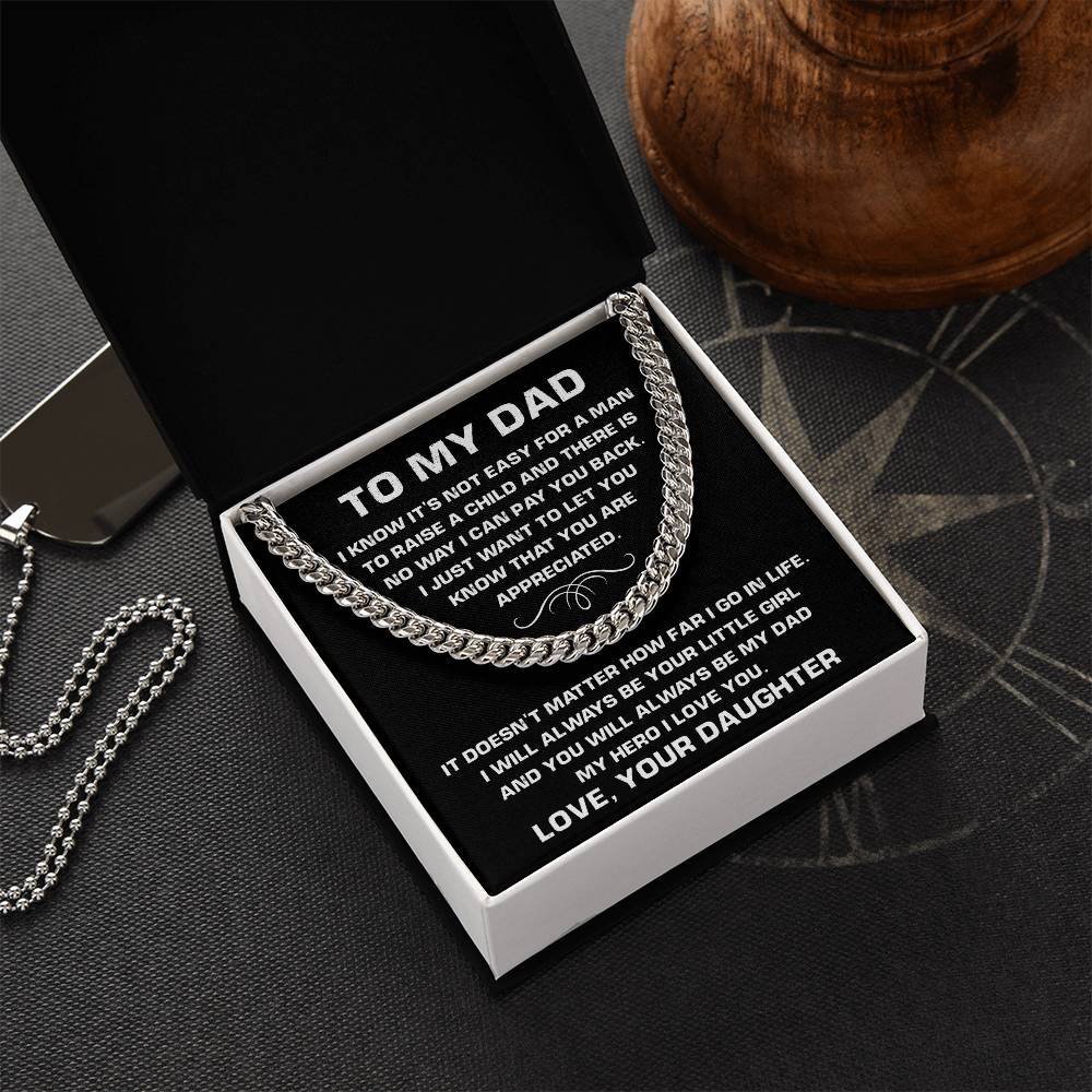 Necklace For Dad From Daughter-Best Father's Day Gift For Dad-Chain Necklace For Dad-Father's Day Jewelry Cuban Link Chain