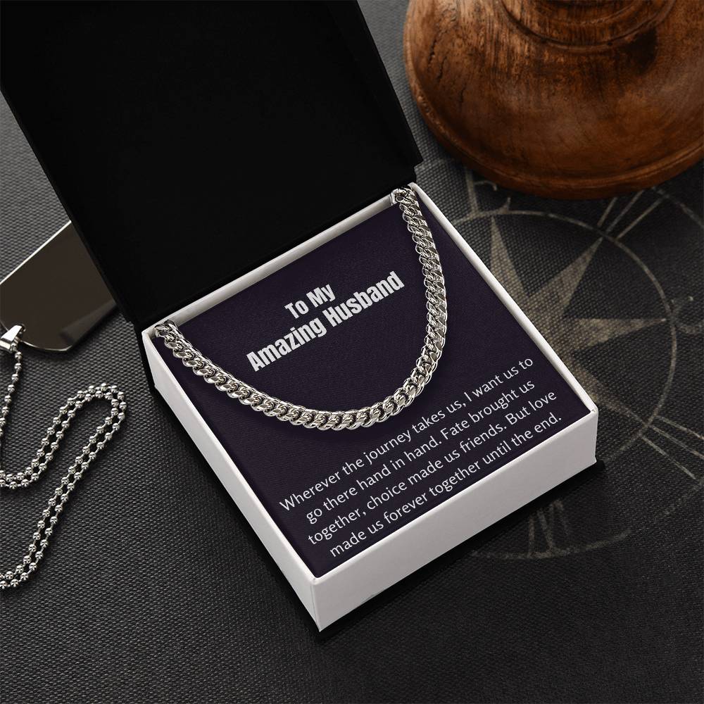To My Amazing Husband Cuban Link Chain Necklace