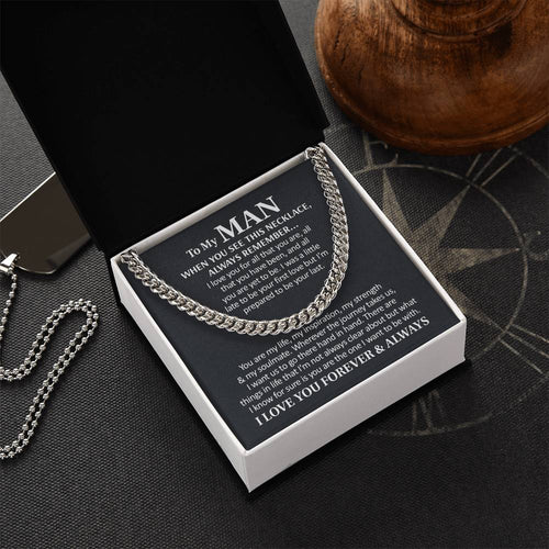 To My Man - I Love You Forever & Always Cuban Link Chain Necklace