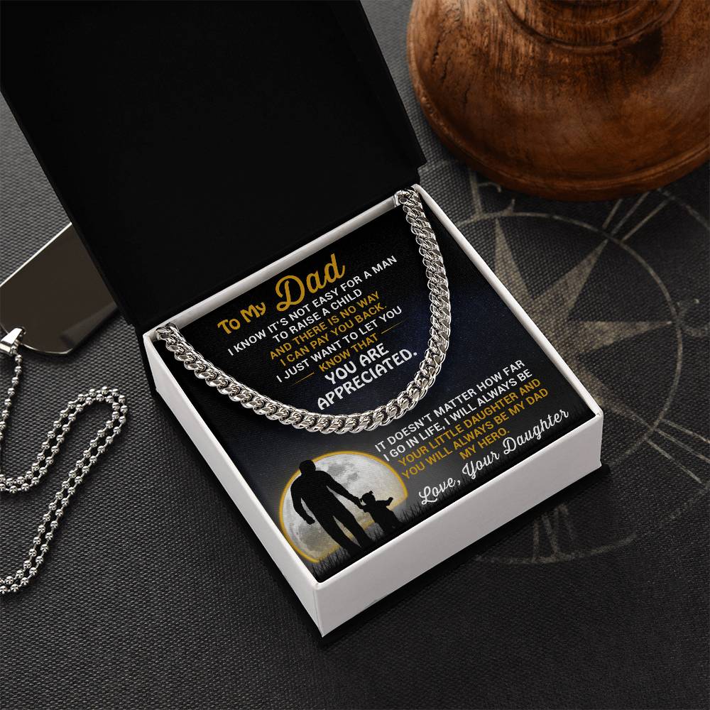 Necklace For Dad From Daughter-Best Father's Day Gift For Dad-Chain Necklace For Dad-Father's Day Jewelry Cuban Link Chain