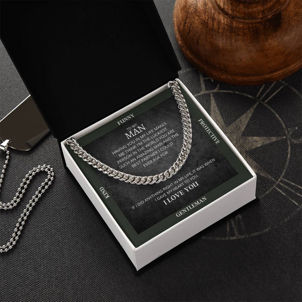 I Gave My Heart To You Cuban Link Chain Necklace Forest Original