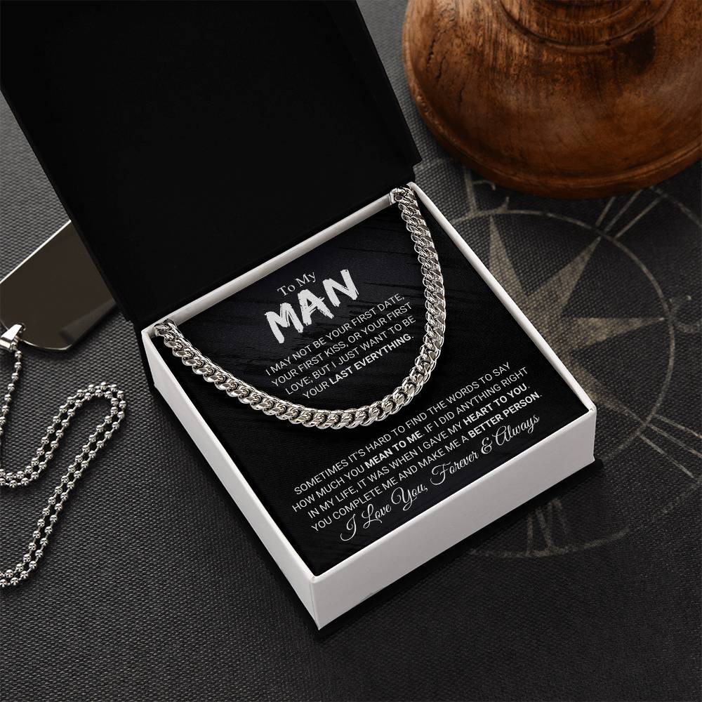 To My Man Chain Necklace Romantic Gifts For Him Boyfriend Husband Gift Cuban Link Chain
