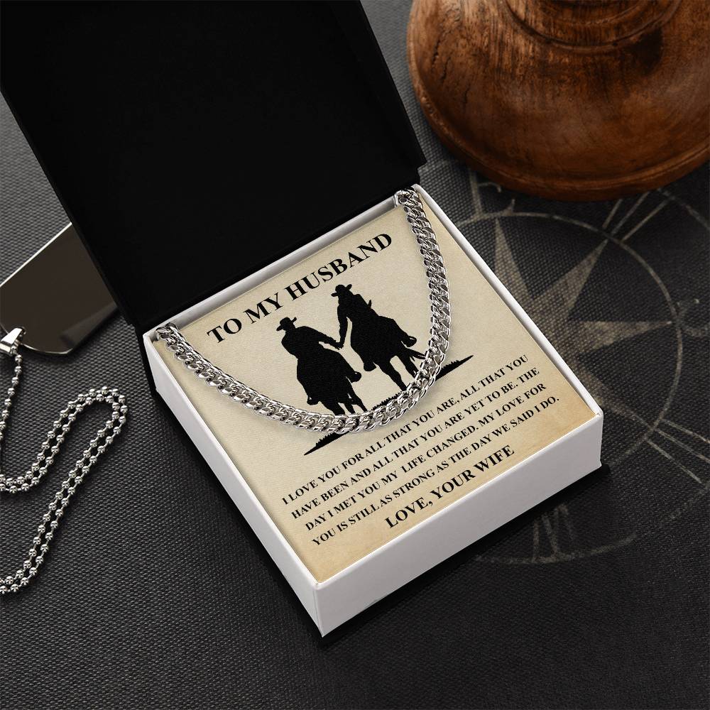 Husband Fathers Day Gift Silver Cuban Link Chain For Men Husband Birthday Gift Anniversary Gift For Horse Lover Cowboy