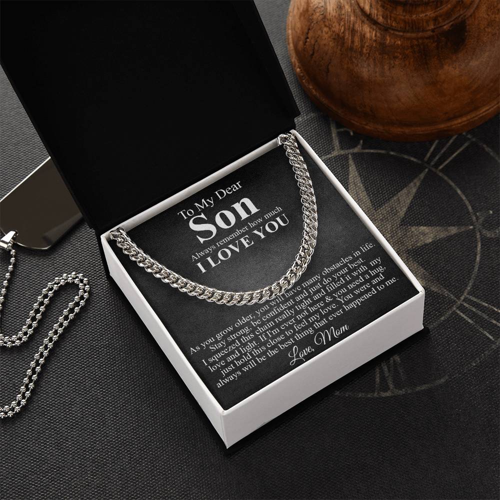 To My Dear Son Cuban Chain Necklace Son Gift From Mom Birthday Graduation Christmas Gift For Son Cuban Link Chain