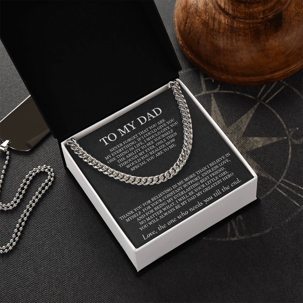To My Dad Cuban Chain Necklace Gift For Dad From Daughter Father's Day Gift Birthday Gift For Dad. Cuban Link Chain