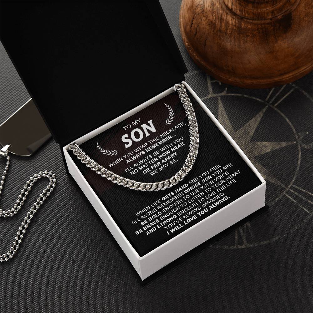 Gift For Son - Listen To Your Heart - Cuban Cuban Link Chain