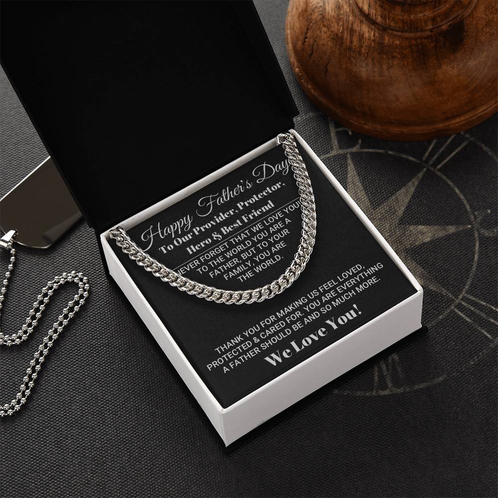 Our World Father's Day Necklace Cuban Link Chain