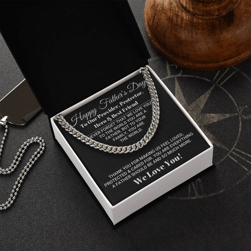 Our World Father's Day Necklace Cuban Link Chain