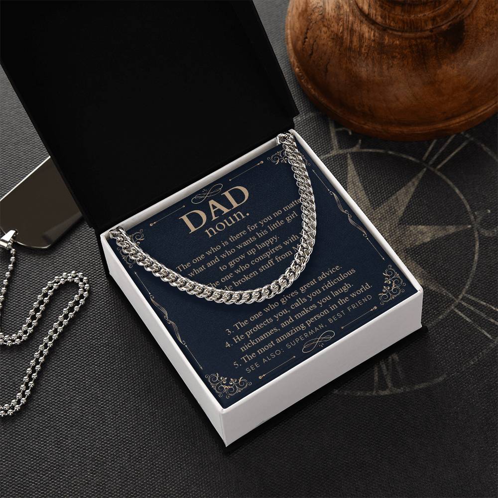 To My Dad Necklace Gift For Dad From Daughter Dad Birthday Anniversary Gift Cuban Link Chain