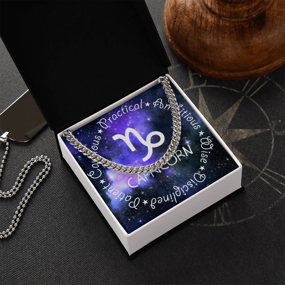 Cuban Link Chain Necklace - Capricorn Theme