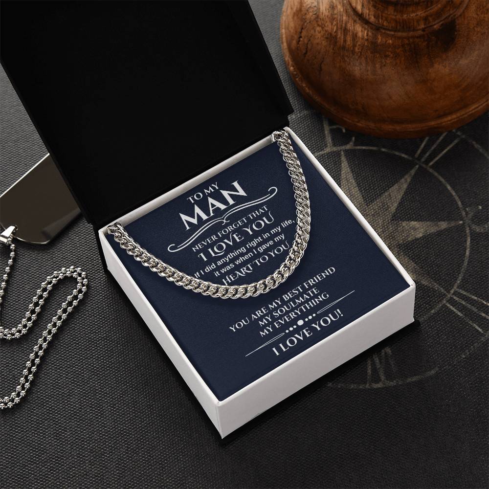 Romantic Gift For Him Chain Necklace Gift For Him Promise Necklace Gift To My Man Birthday Gift For Boyfriend Annivers Cuban Link Chain