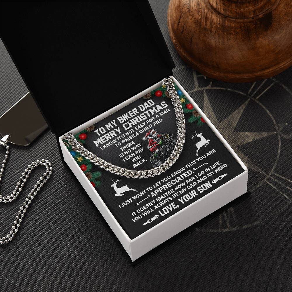 To My Biker Dad-Cuban Link Chain Necklace-Gift From Son