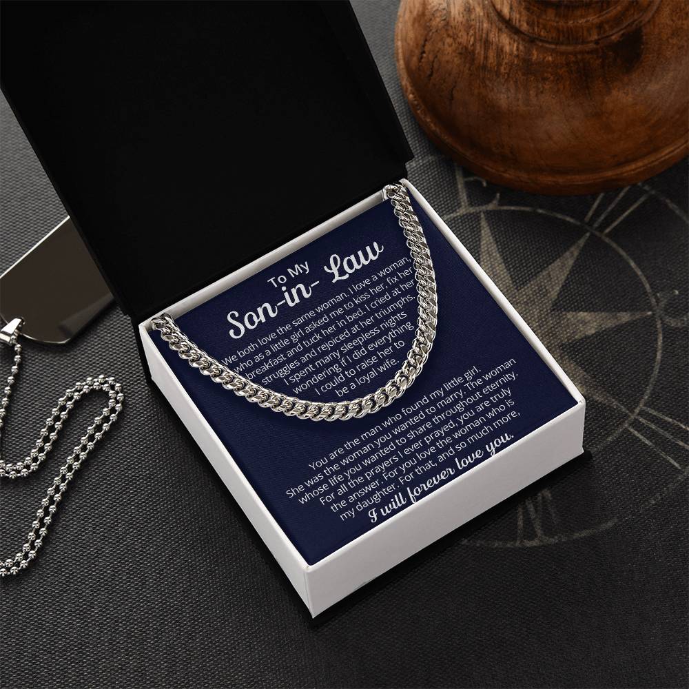 To My Son-In-Law - We Both Love The Same Woman Cuban Link Chain Necklace