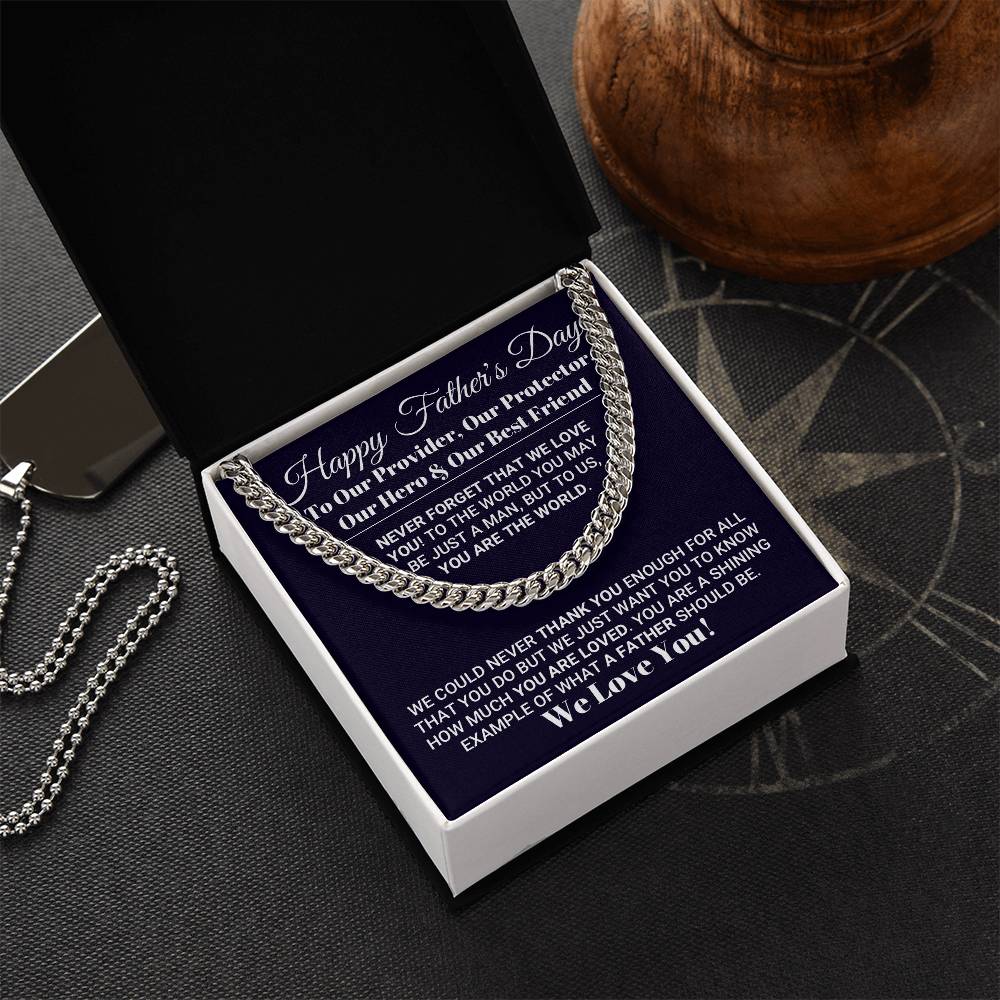 Our World Father's Day Necklace Cuban Link Chain