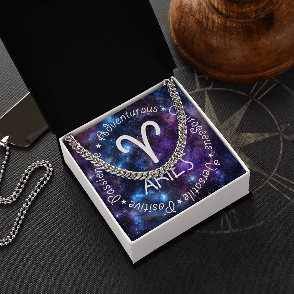 Cuban Link Chain Necklace - Aries Theme