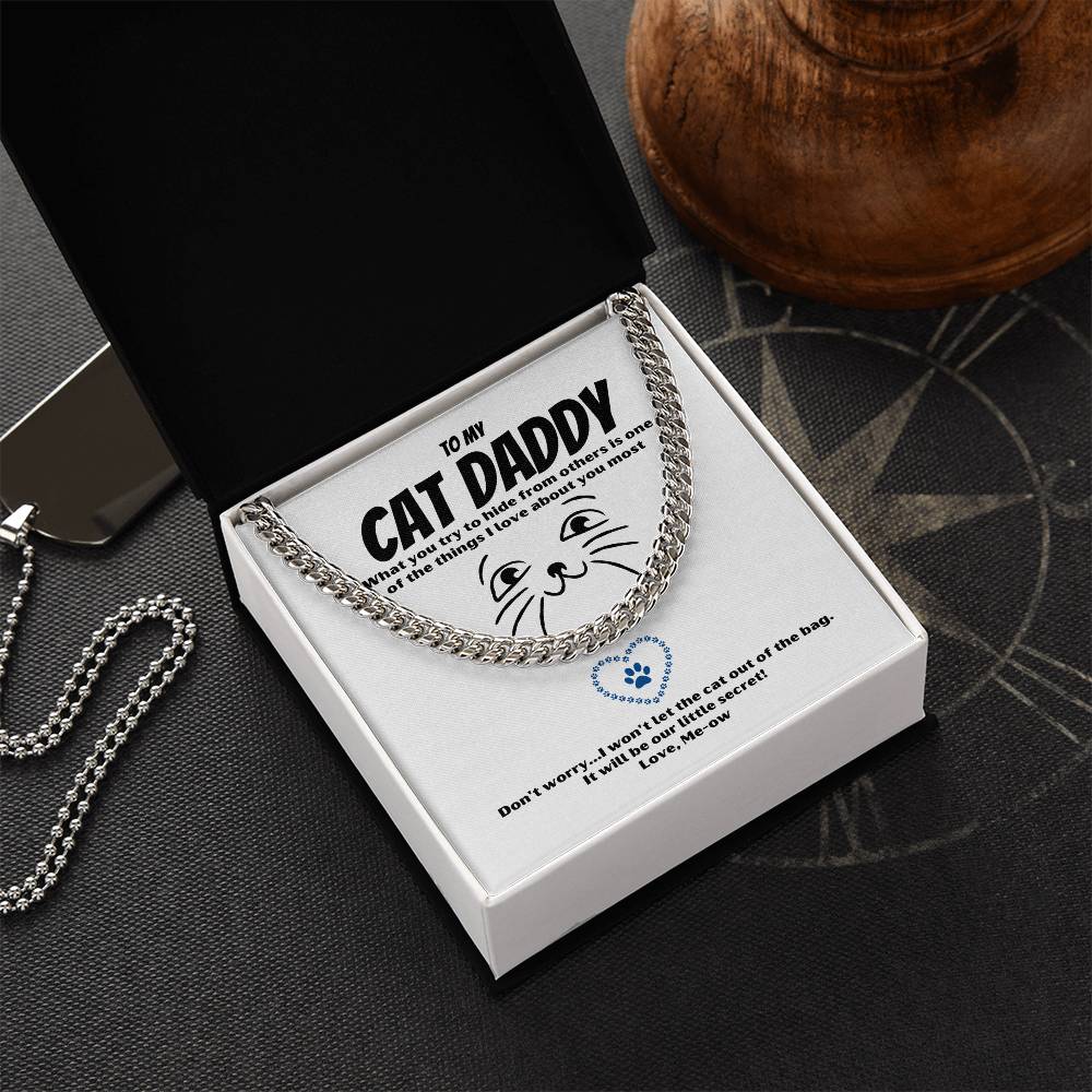 Cat Daddy Gift Cat Gift For Men Cuban Link Chain Valentine Gift For Husband Heavy Chain Necklace Funny Romantic Gift F