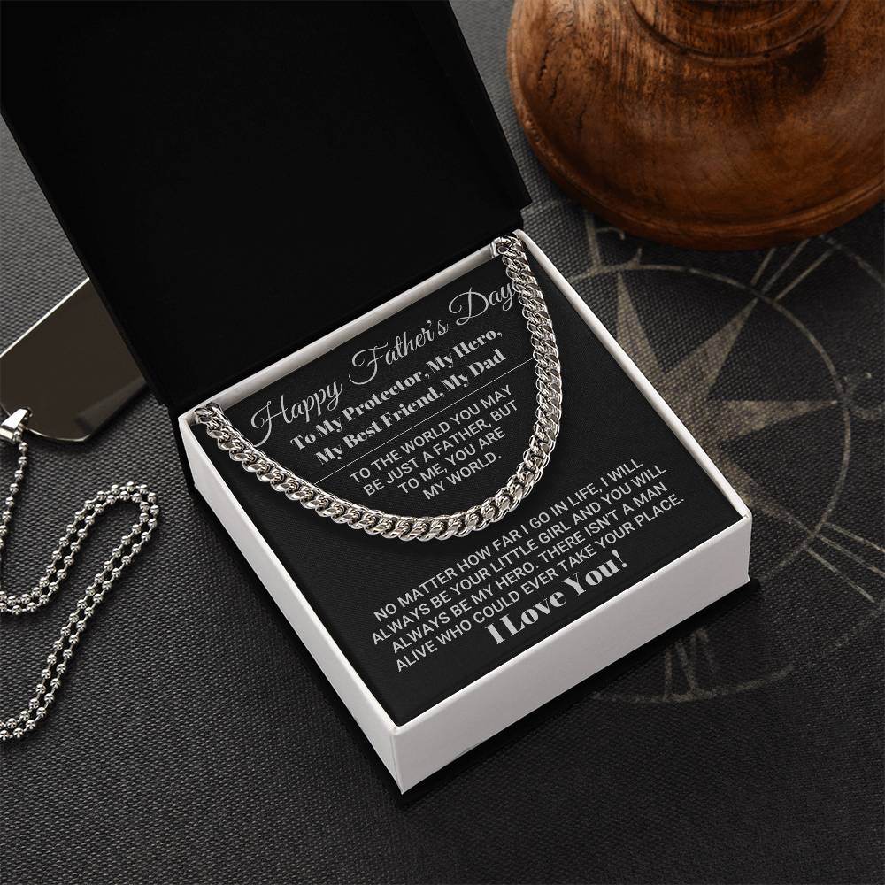 My Dad My World Father's Day Gift Cuban Link Chain
