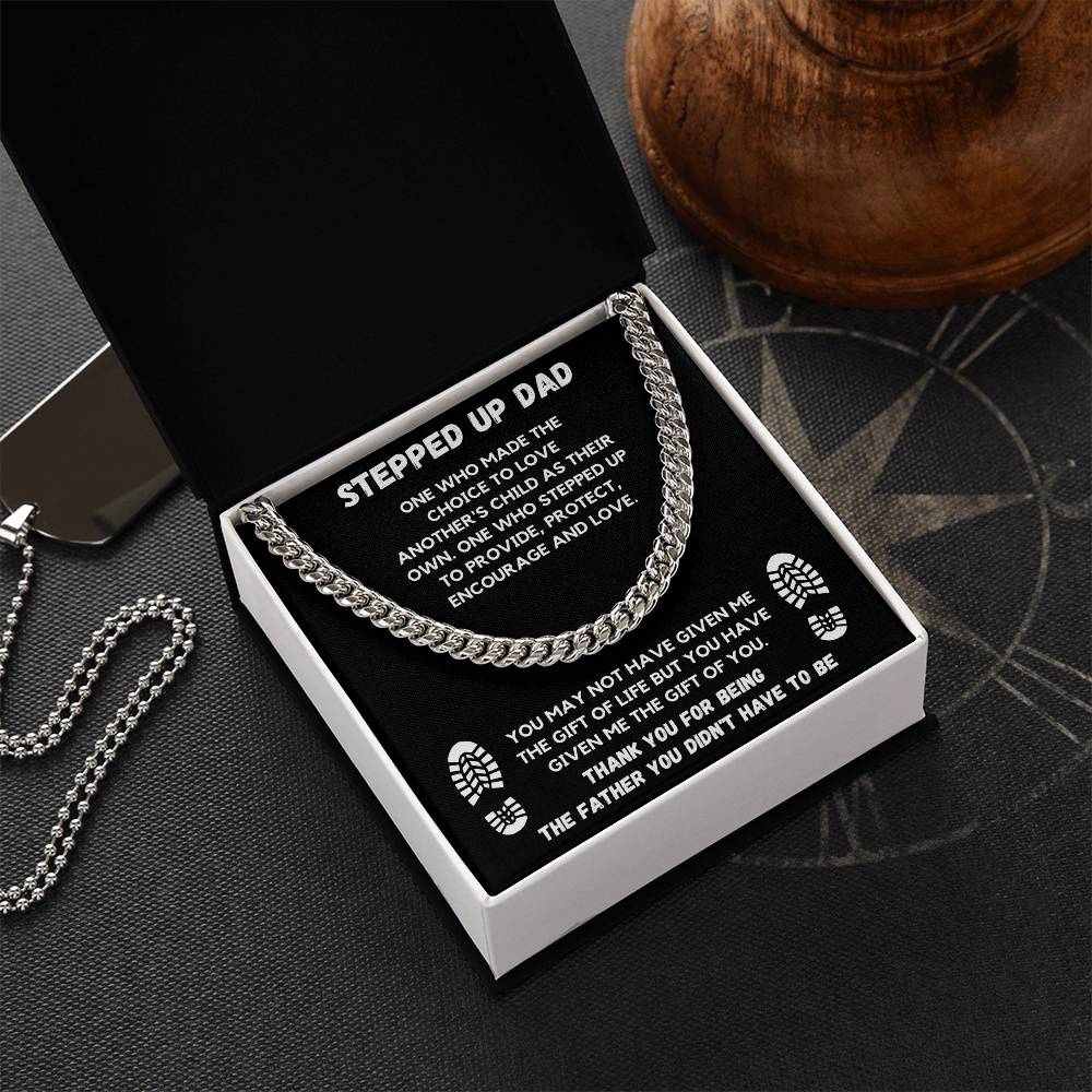 Stepped Up Dad Chain Gift Set Cuban Link Chain