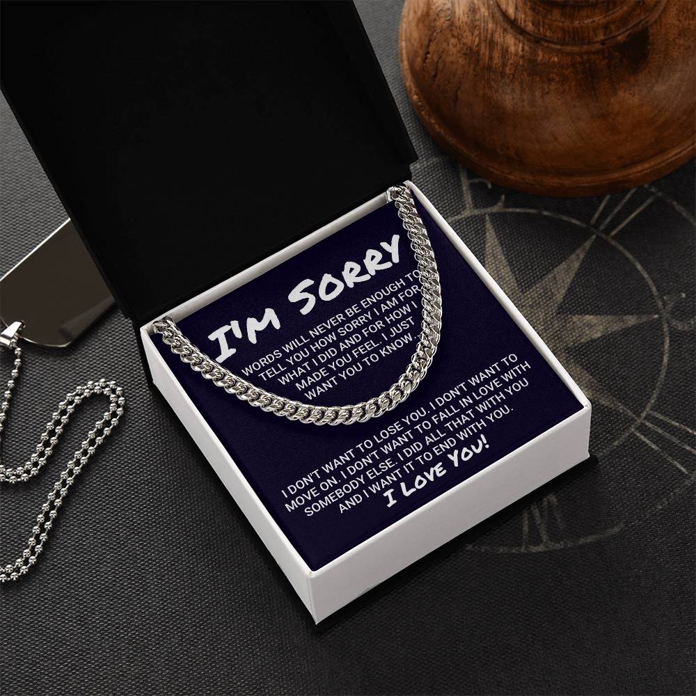 Sorry Apology Necklace Cuban Link Chain