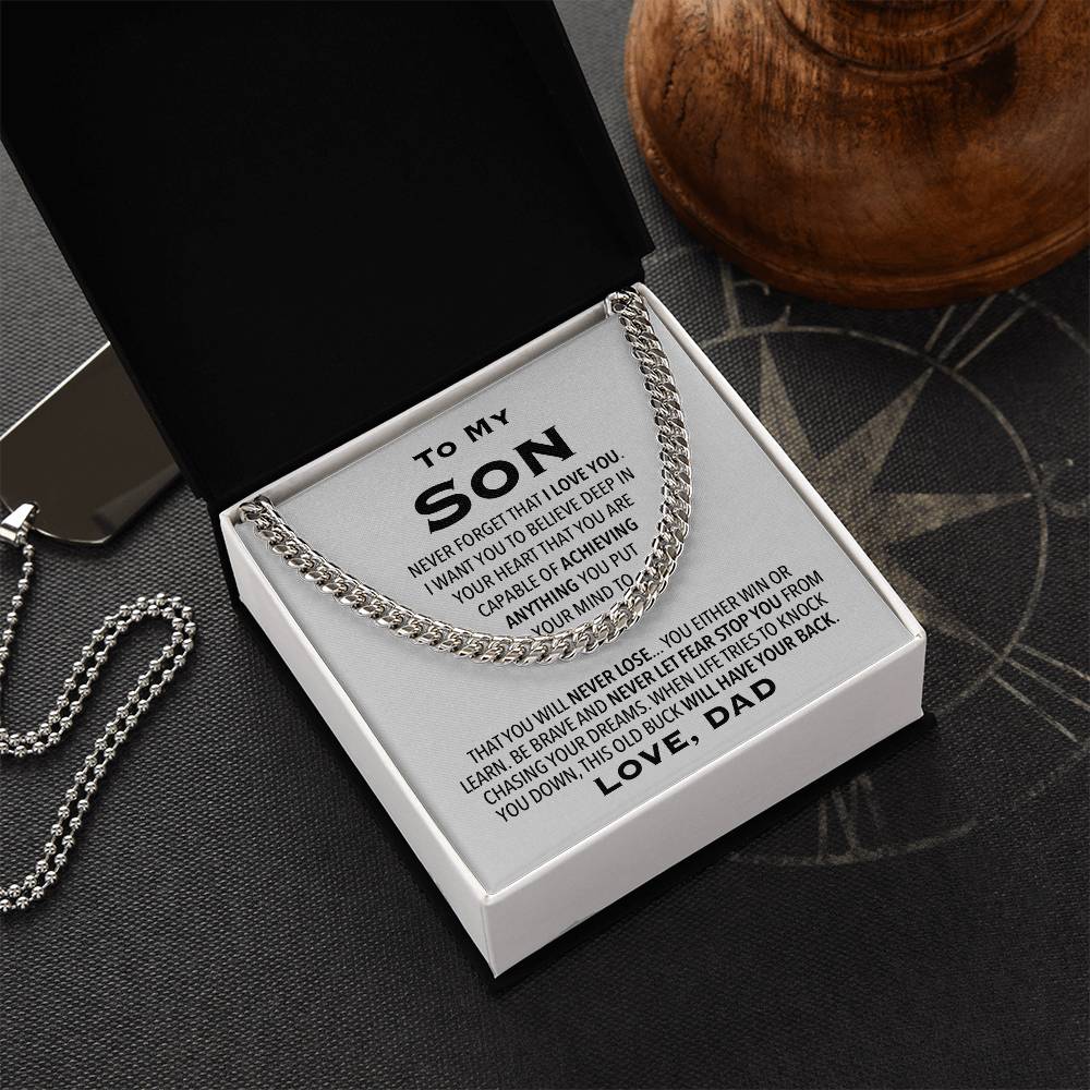To My Son Gift From Dad Cuban Link Chain Necklace For Son Son Birthday Christmas Gift For Son