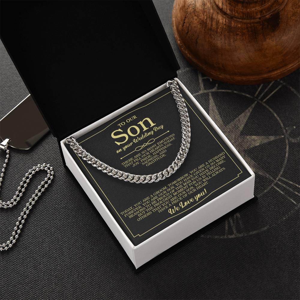To Our Son On Your Wedding Day Cuban Chain Necklace Gift For Son From Mother And Dad Wedding Gift For Groom Groom Gift Cuban Link Chain