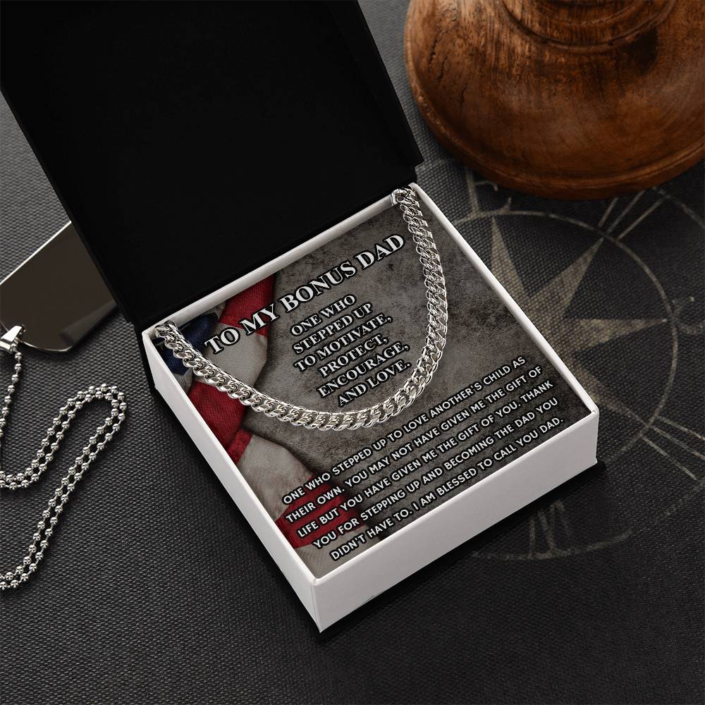 Step Dad Gift From Step Daughter Bonus Dad Gift From Bonus Son Fathers Day Sentimental Military Gift For Stepped Up Da Cuban Link Chain