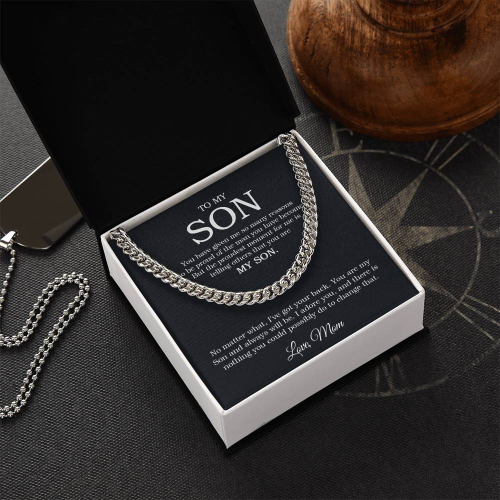 To My Son Chain Necklace Sentimental Gift From Mom Son Birthday Gift Cuban Link Chain