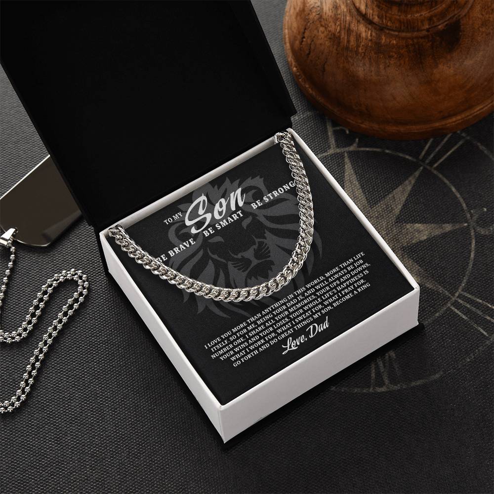 To My Son Be Brave Be Smart Be Strong Cuban Link Chain