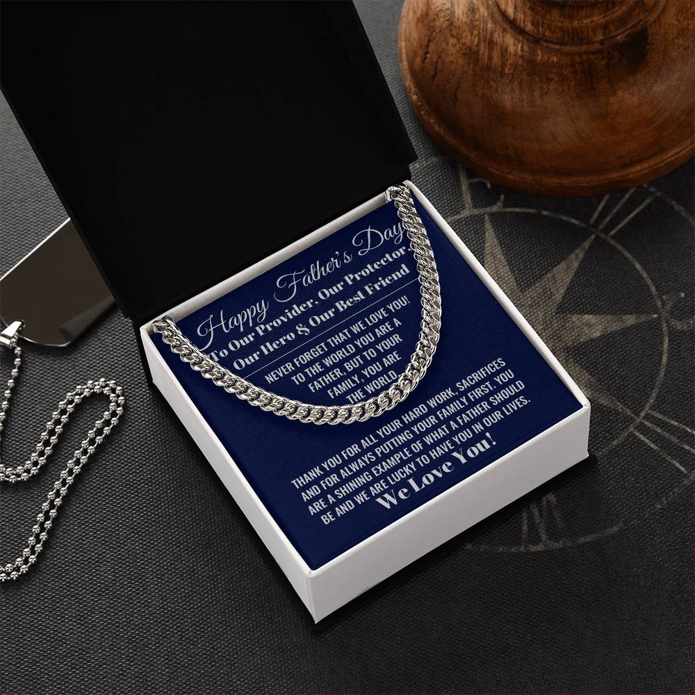 Our World Father's Day Necklace Cuban Link Chain