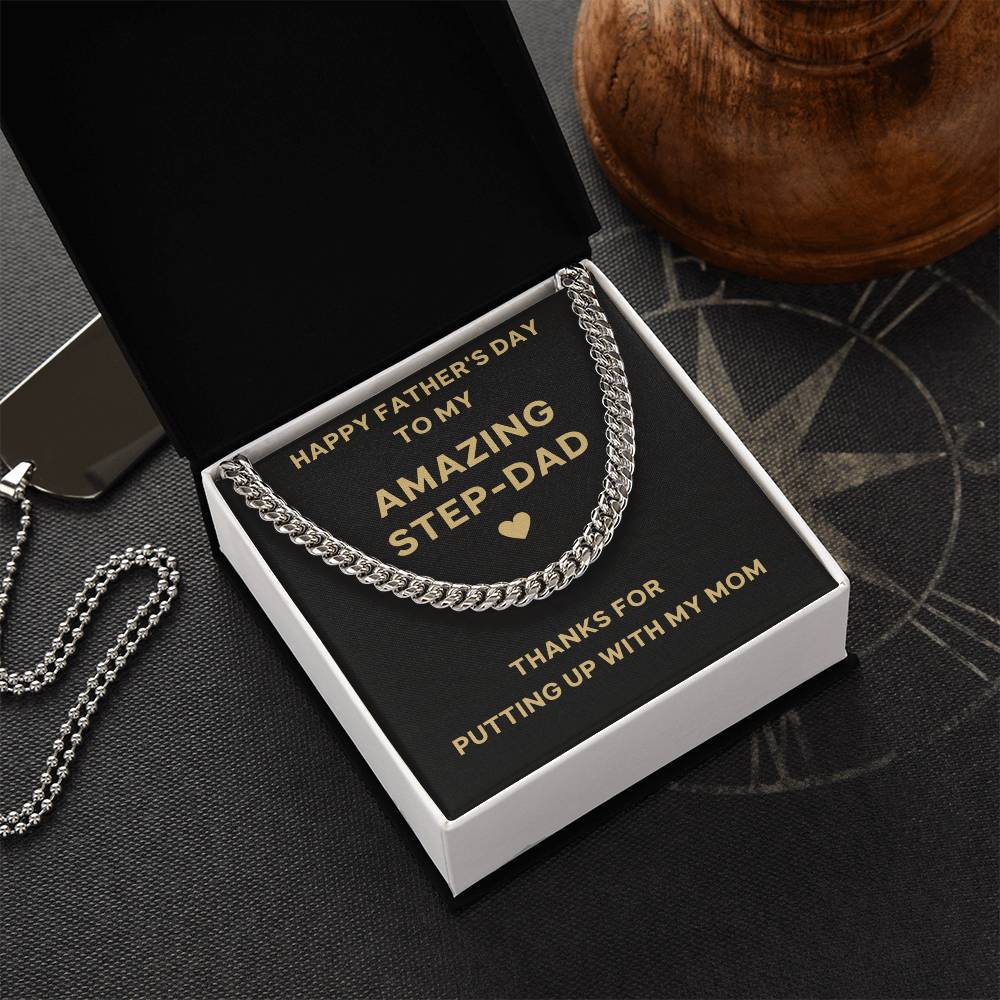 Happy Father's Day To My Step Dad Cuban Link Chain