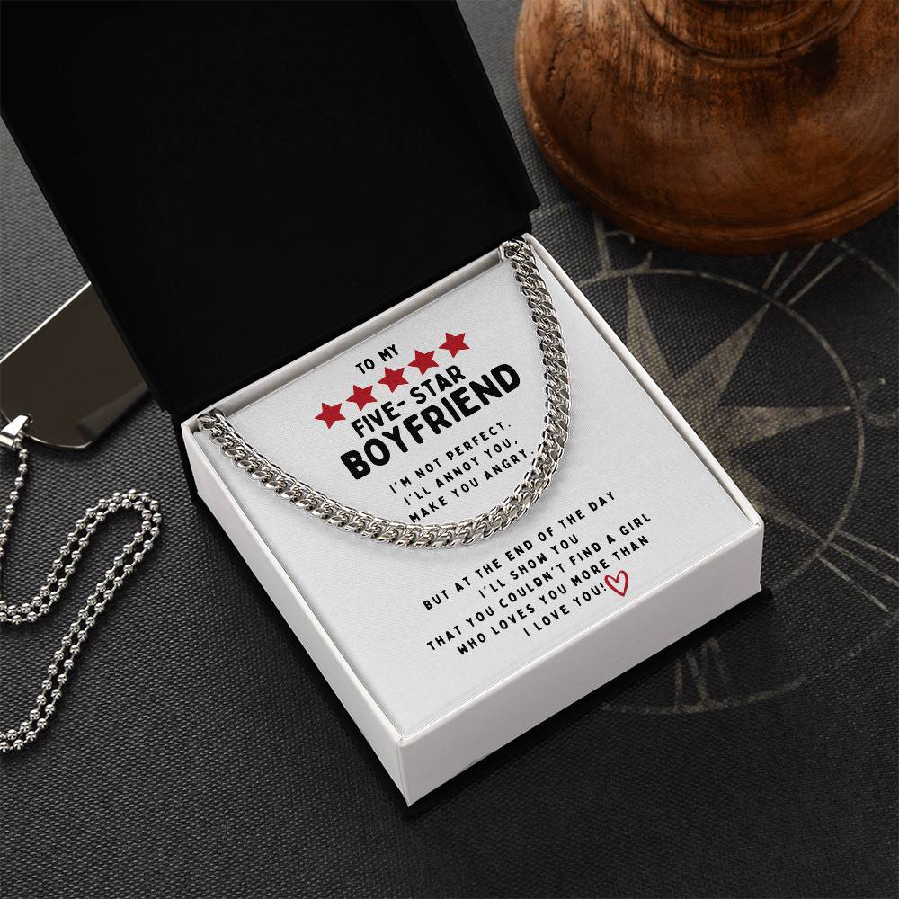 To My Five Star Boyfriend I Love Younecklace Cuban Link Chain