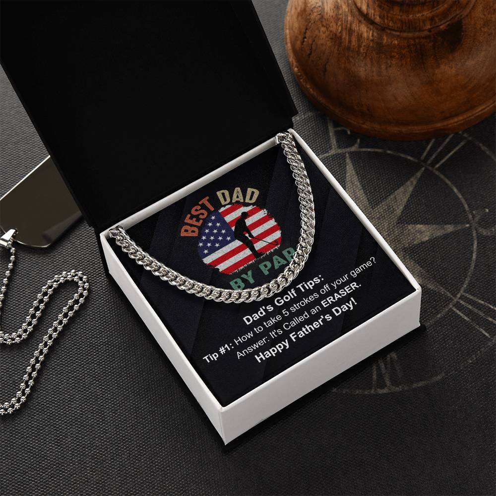 Golf Joke Necklace - Father's Day Gift Cuban Link Chain