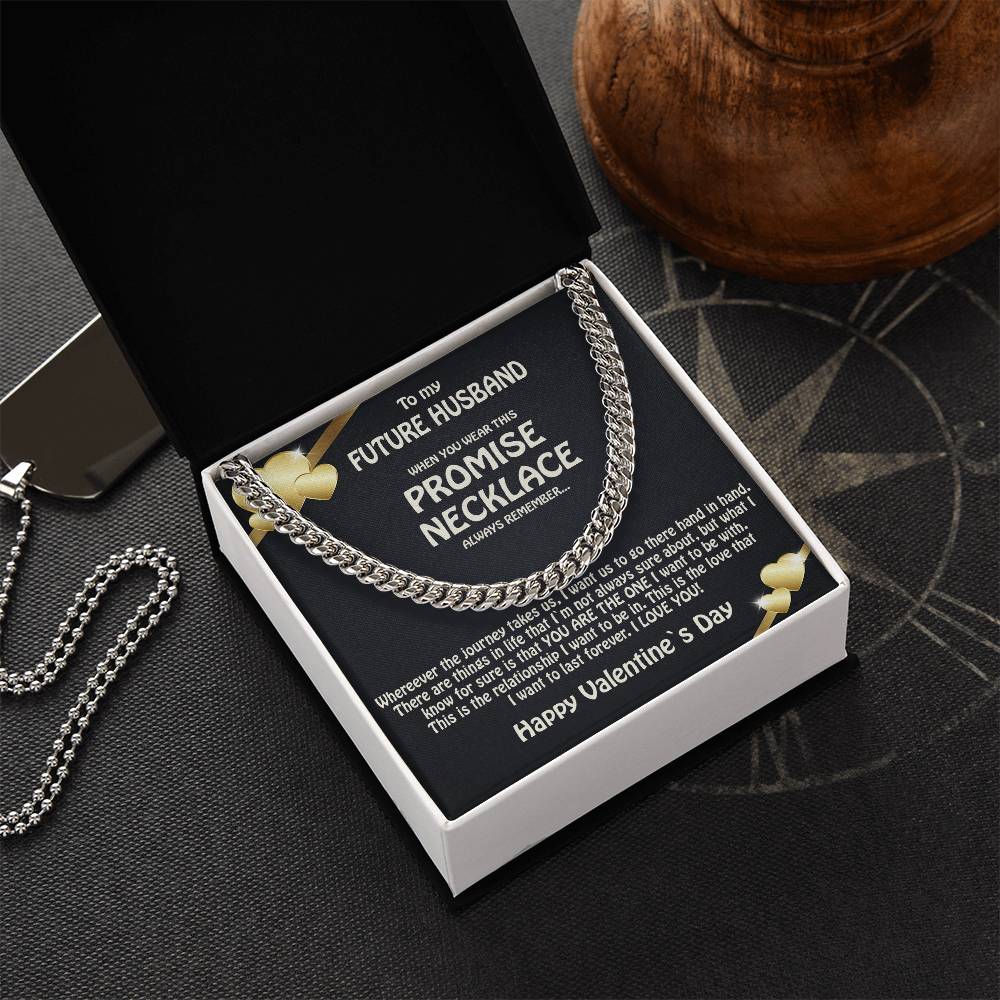 To My Future Husband Promise Necklace Solid Cuban Link Chain
