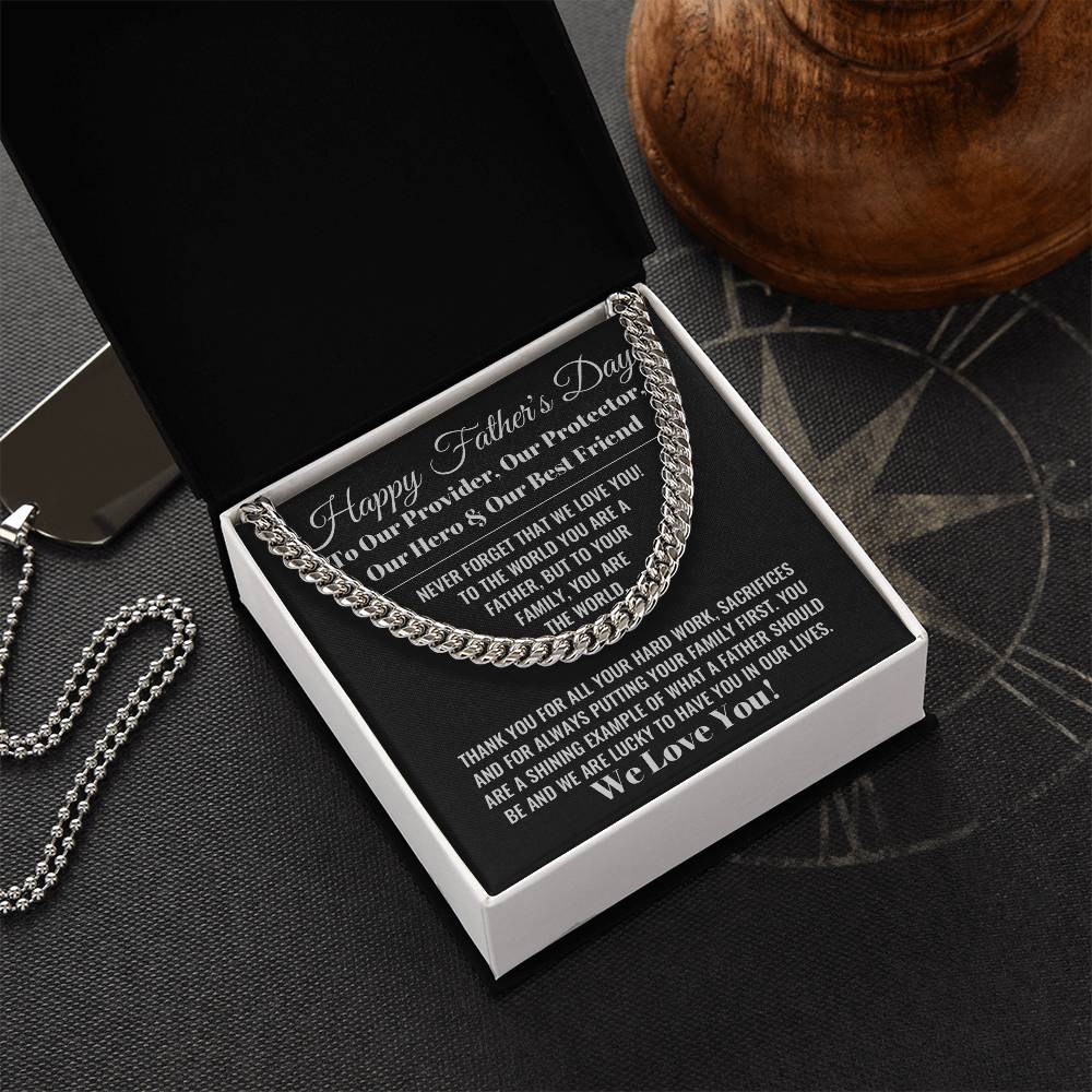 Our World Father's Day Necklace Cuban Link Chain