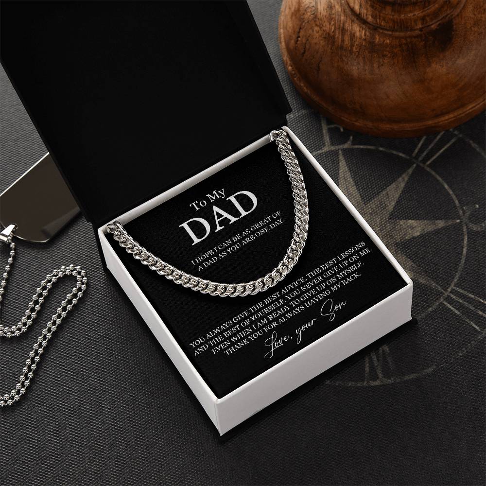 To My Dad Chain Necklace Gift For Dad From Son Dad Birthday Gift Father's Day Gift Cuban Link Chain