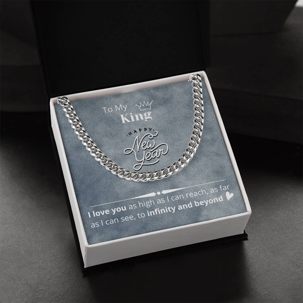 Necklace Gift For Boyfriend Husband Happy New Year Gift Message Card Cuban Link Chain