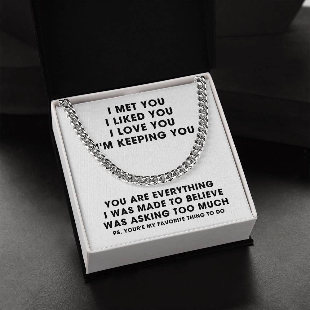 To Boyfriend For My Husband Men Cuban Link Chain Gold And Silver Anniversary 1 2 3 4 5 Just Because Christmas Gift Sto