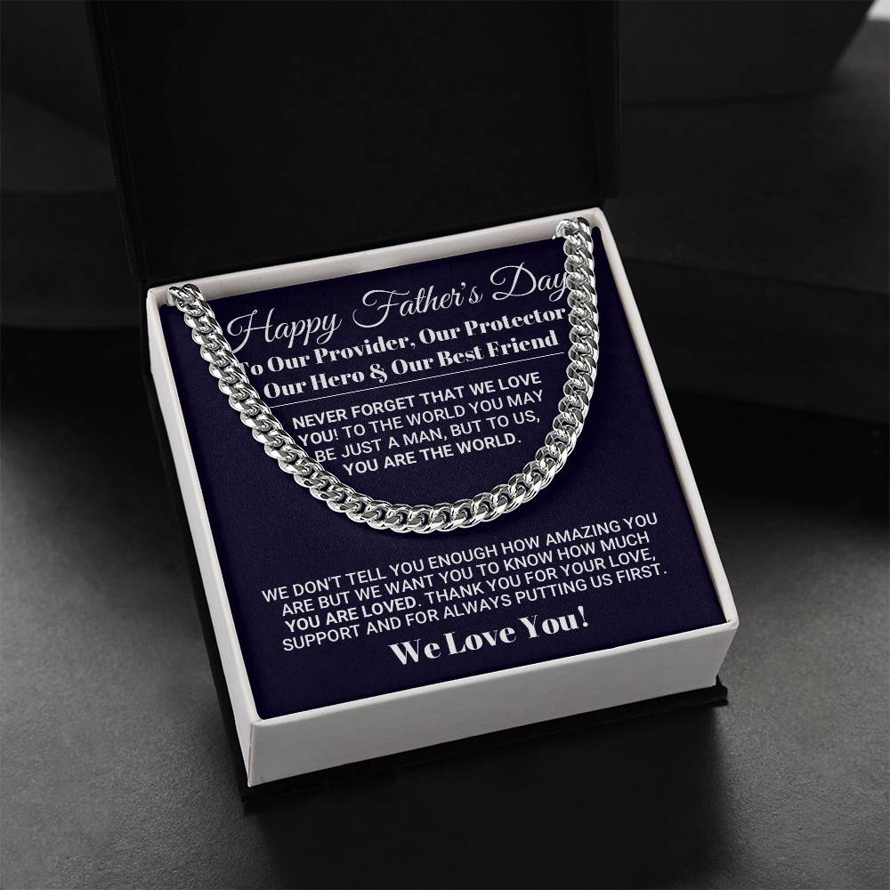 Our World Father's Day Necklace Cuban Link Chain