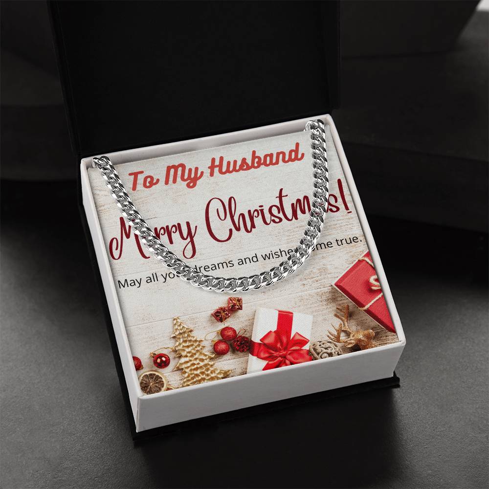 To My Husband Merry Christmas Cuban Link Chain