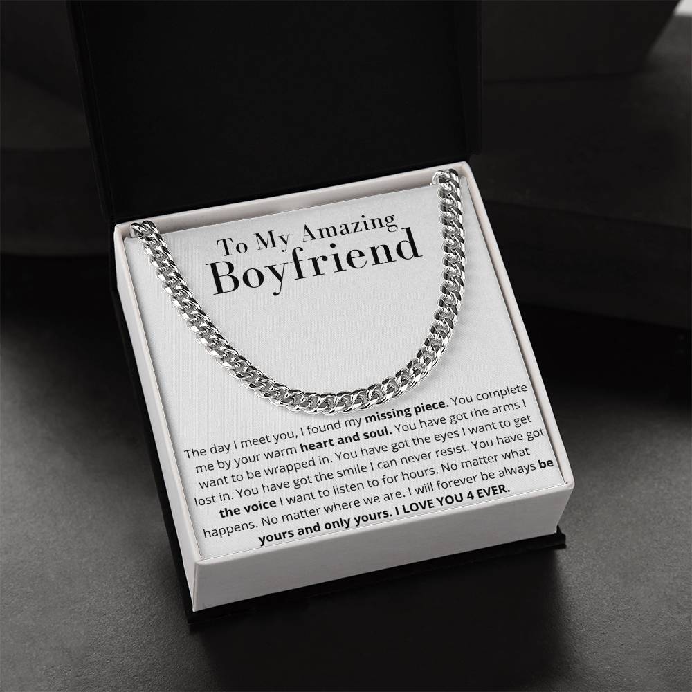 To My Amazing Boyfriend Necklace Gift From Girlfriend Anniversary Necklace Boyfriend Birthday Gift Christmas Gift Cuban Link Chain