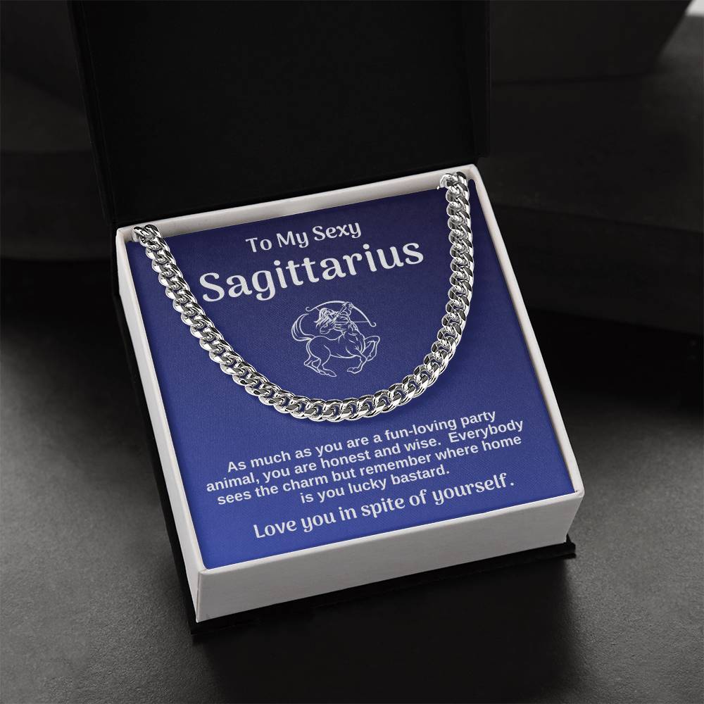 My Sexy Sagittarius Cuban Chain Link Necklace Gift From Wife Cuban Link Chain