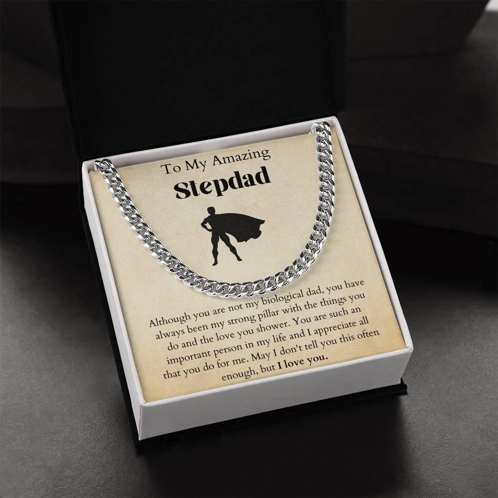 Fathers Day Gift For Stepdad. Stepdad Gift. Birthday Gift For Stepdad. I Love You Stepdad. Stepdad Gift On Fathers Day Cuban Link Chain