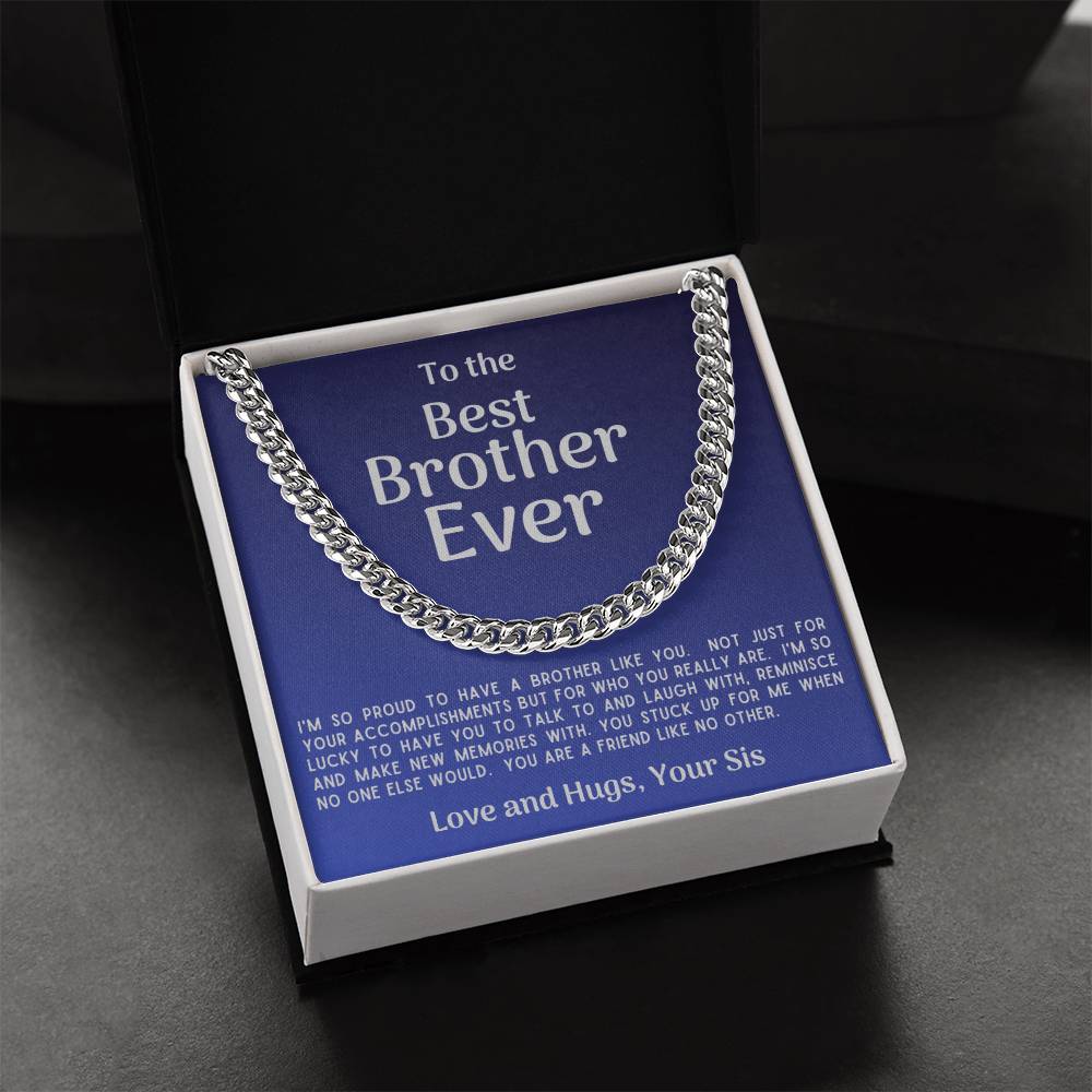 Best Brother Ever Cuban Link Necklace Gift From Sister Cuban Link Chain