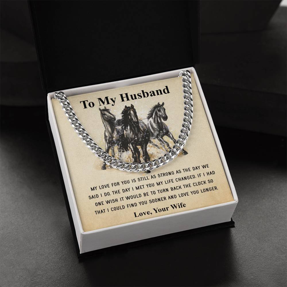 Husband Fathers Day Gift Silver Cuban Link Chain For Men Husband Birthday Gift Anniversary Gift For Horse Lover Cowboy