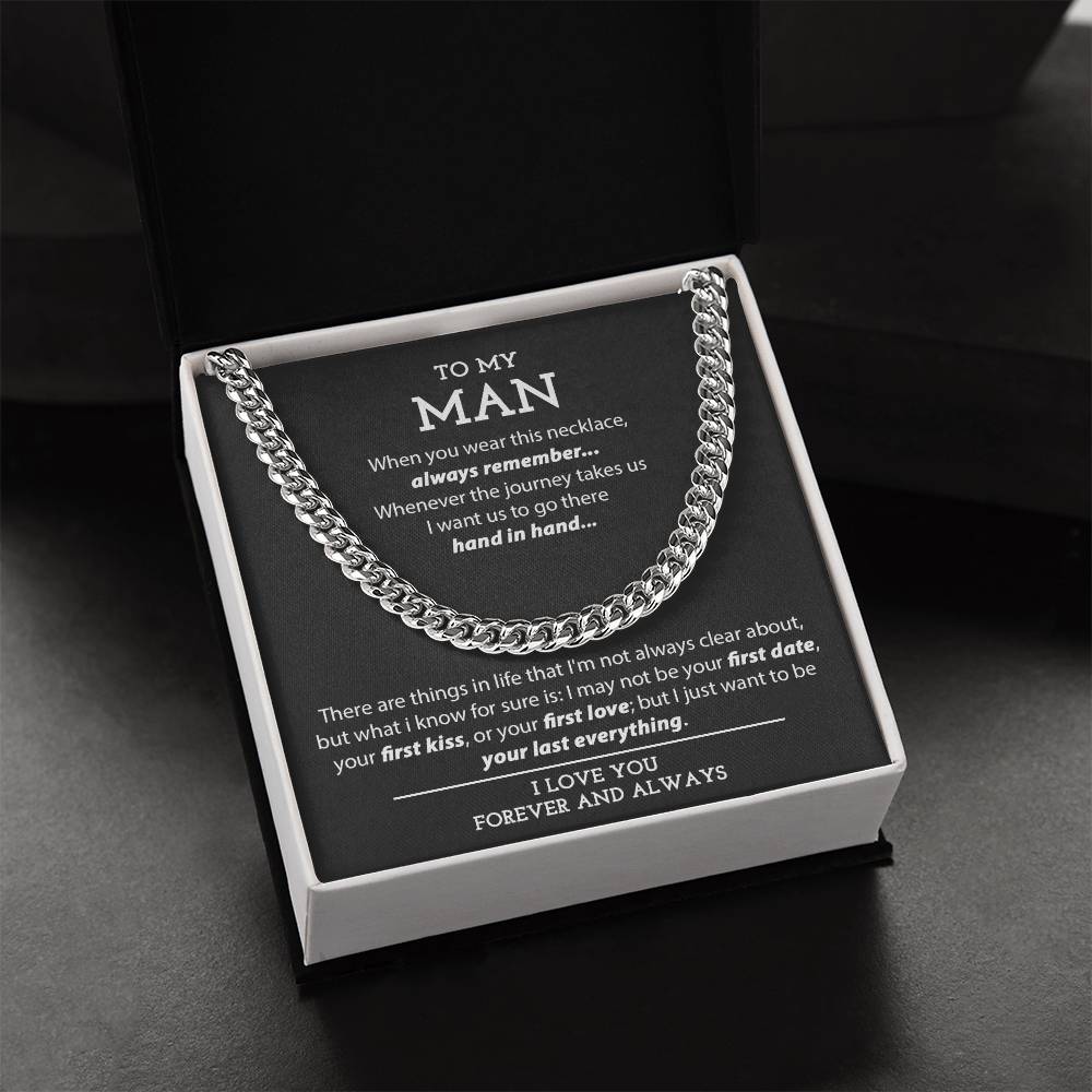 To My Man Necklace Promise Necklace For Him Anniversary Gift For Boyfriend Husband Cuban Link Chain