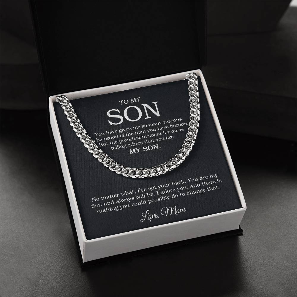 To My Son Chain Necklace Sentimental Gift From Mom Son Birthday Gift Cuban Link Chain